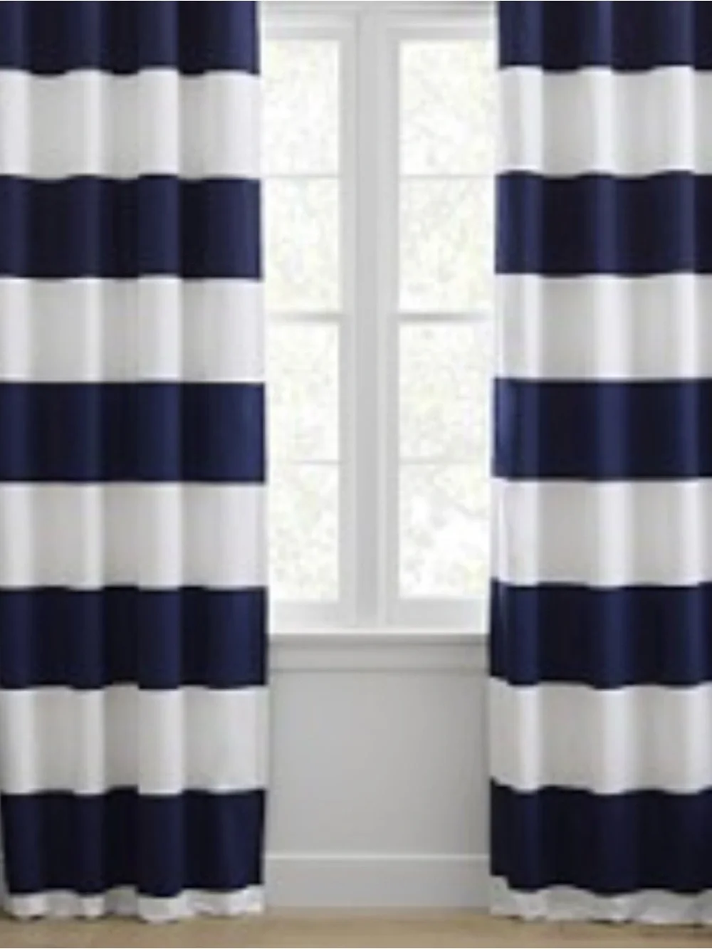 Pottery Barn Cabana/ Rugby Stripe Tab/ Rod Drapes 50x96 pair of 2